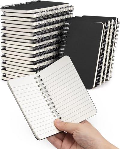 30x Spiraal Notitieboekjes 3x5 Inch Pocket Formaat - Gelijnd Memoblok Klein Zwart