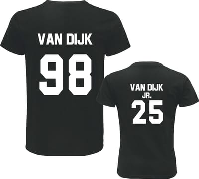 Matching shirts vader, zoon of dochter - met achternaam en geboortejaar-Vaderdag cadeau-Cadeau voor Papa-Heren Maat S-Kind Maat 56