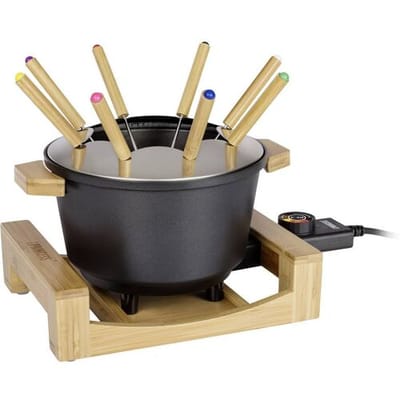 Princess Fonduepan 173025 – Elektrische fondueset - 8 personen - Geschikt voor kaas, olie, chocolade en bouillon - 2 meter snoer - Regelbare thermostaat - Bamboe – 1.5 liter