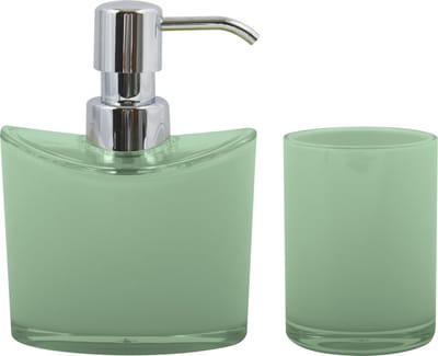 MSV Zeeppompje en drink/tandenborstel beker - badkamer set Aveiro - kunststof - groen