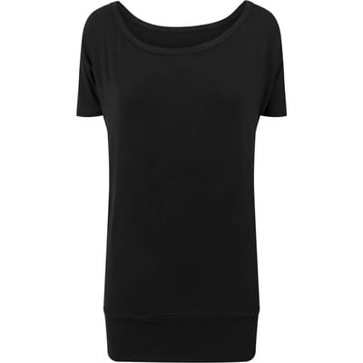 Build Your Brand Viskose Tee Dames T-shirt - zwart - 4XL