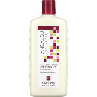 Andalou Naturals, Après-shampoing, Soin pour cheveux colorés, Hydratant, Complexe 1000 Roses, 325 ml (340ml) white