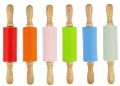 Kleine Deegroller Set voor Kinderen - 6 Stuks - 9 Inch - Kleurrijk Keukenaccessoire