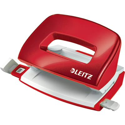 Leitz WOW Mini Perforator - Perforeert Tot 10 Vel - Voor Mappen En Ringbanden - Ideaal Voor Thuiskantoor/Thuiswerkplek - Rood