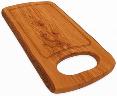 PromoHome Olijfhouten Snijplank met Handvat - 40 x 20 cm - Keukenplank voor Snijden en Serveren - Ontbijtplank - Houten Serveerplank - Mediterraans Design