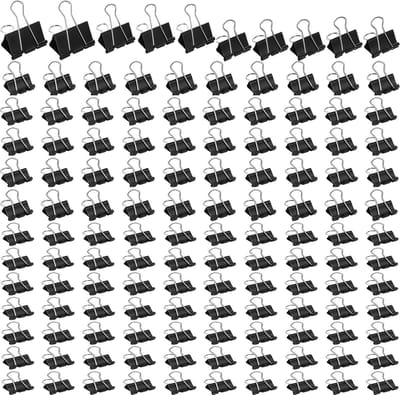 130pcs Black Folding Clip Set, Various Sizes of 15mm/19mm/25mm/32mm/40mm/50mm, Mini Clip, Paper Clips, Metal Binders - ShopVlot