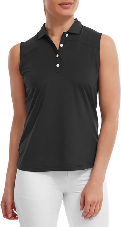 Mouwloze Dames Polo Footjoy Mesch Back Lisle Zwart