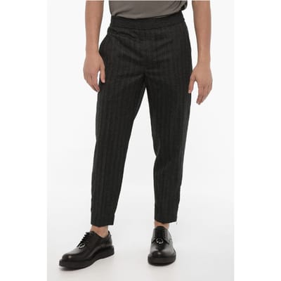 Slim Fit Virgin Wool-broek met enkelrits in grijs