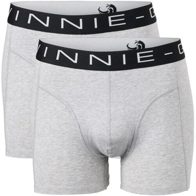 Vinnie-G Boxershorts 2-pack Grey Melange/Black - Maat S - Heren Onderbroeken Grijs - Geen irritante Labels - Katoen heren ondergoed