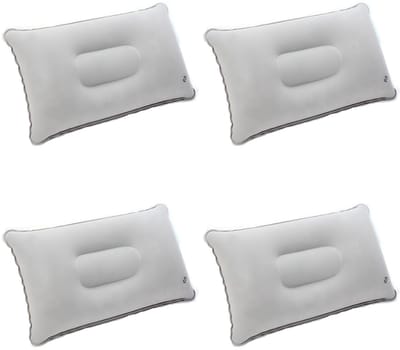 4-pack opblaasbare kussens - Perfect voor kamperen en reizen - Gemaakt van zacht materiaal -Grijs-34*22*5cm