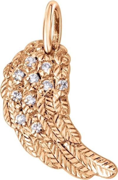 Quiges - Roségoudkleurig Engel Vleugel Ketting Hanger met Zirkonia - EPH122