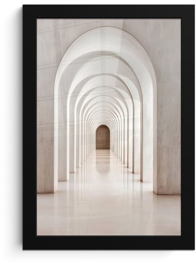 Poster in lijst - Fotolijst 20x30 cm - Posters - Hal - Bogen - Symmetrisch - Modern - Posterlijst zwart - Decoratie - Wanddecoratie woonkamer - Muurdecoratie slaapkamer