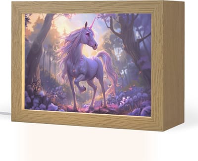 Nachtlampje 20x15 cm - Kinder lampje - Eenhoorn - Paars - Sprookje - Fantasy dier - Tafellamp kinderkamer - Slaapkamer lamp - Bedlamp kinderen - Kinderlampje stopcontact - Wandlamp babykamer - Nachtlampjes