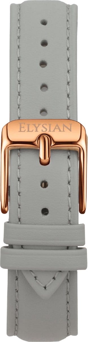 Elysian Horlogebandje - Grijs Leer - Rosé Gouden Gesp - 18mm - Quick Release - Verstelbaar