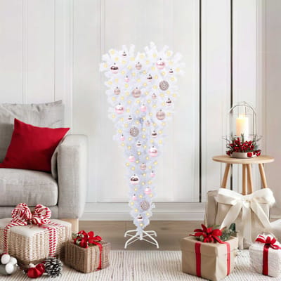 vidaXL - Kunstkerstboom - met - 150 - LED - Wit - 120 - cm - PVC - en - Staal