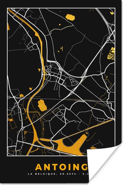 Poster Antoing - Goud - Kaart - Plattegrond - Stadskaart - 120x180 cm XXL