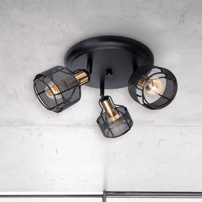 Näve Plafondlamp Foro, 3-lamps, zwart/goud