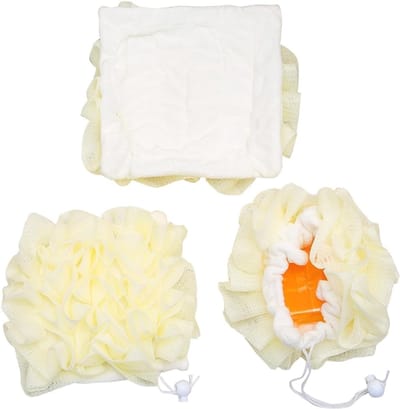 Set van 3 multifunctionele badsponzen met loofah, perfect voor een verfrissende douchebeurt en huidreiniging, inclusief trekkoord en schuimend mesh ontwerp