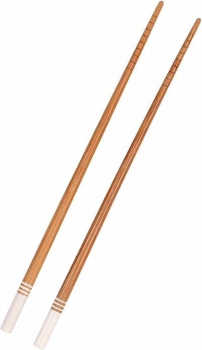 Bamboe eetstokjes Chop sticks - bruin/wit - 2x stuks - 22 cm