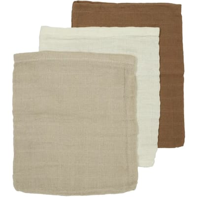Meyco Baby Uni hydrofiele doeken - 3-pack - offwhite/sand/toffee - 70x70cm