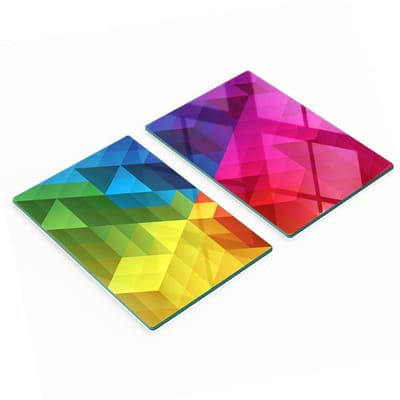 Set van twee glazen snijplanken met geometrische vormen, 2x40x52 cm