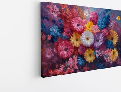 Saammp Canvas Schilderij - Kleurvolle bloemen - Abstract - 30x20 - Foto op canvas - Wanddecoratie - Muurdecoratie Woonkamer - Kantoor Decoratie