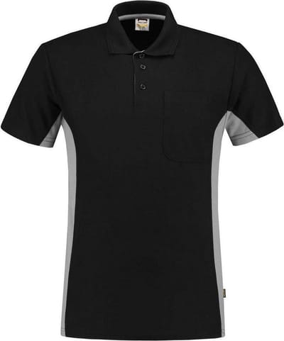 Tricorp Poloshirt Bicolor Borstzak 202002 Zwart / Grijs - Maat 3XL