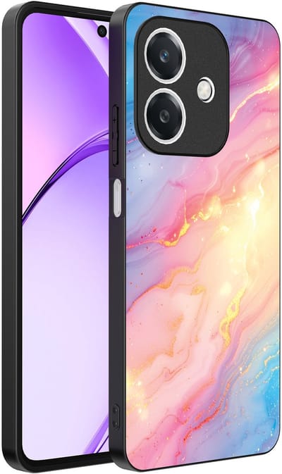 Smartphonica Telefoonhoesje Geschikt voor Oppo A3 - A3X met Regenboog Glitter Marmer Opdruk - TPU Backcover Case Rainbow Glitter Marble Design geschikt voor Oppo A3;Oppo A3X