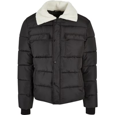 Urban Classics - Sherpa Collar Padded Shirt Gewatteerd jack - XL - Zwart