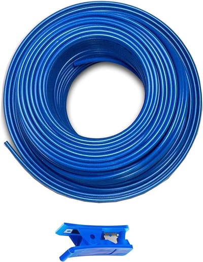 50m Blauwe Koelkastslang, Inlaat Slang voor Osmose en Waterfilter, 1/4" (6.35mm) met Buis Cutter voor Side by Side Koelkasten en Aquariums