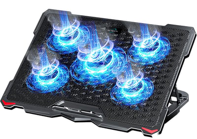 JeiibrZui Laptopkoelpad - Koelsysteem Met 5 Ventilatoren - Vier Externe En Eén Centrale Ventilator Voor Optimaal Afvoer - 1 Stuks - Voor Gaming Laptops Tot 17 Inch Zwart
