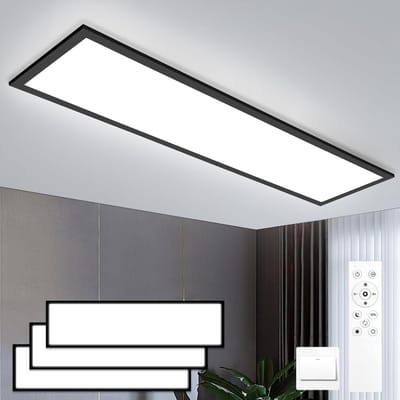 Oraymin 3-Pack LED Plafondlamp Paneel 120x30 Zwart - 4400LM - Dimbaar - Remote Control - Modern