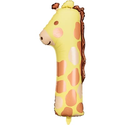 Partydeco - Folieballon cijfer 1 - giraf - 64 x 87 cm