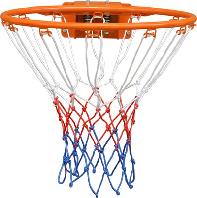 Basketbalring 45 cm - Wandmontage Vervangbaar - Dubbele Veer Weerbestendig met Net - Staal - Oranje
