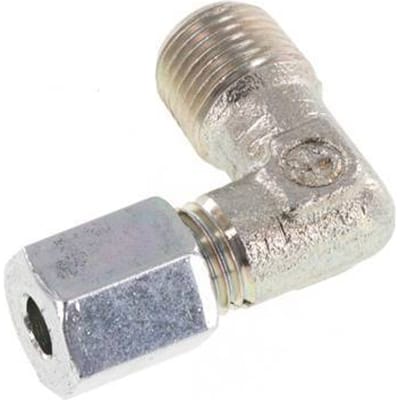 R 1/8'' Buitendraad x 4LL Verzinkt Stalen L-Fitting 90graden 100 Bar DIN 2353