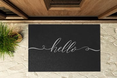 Coloray Buiten Deurmat - Grijs Buiten Deurmat - Hallo Inscriptie Waterdichte Deurmat - Decoratie Voor De Hal - Buitenmat Voor Alle Seizoenen - Grote Buiten Deurmat Voor Voordeur - 90x60 cm