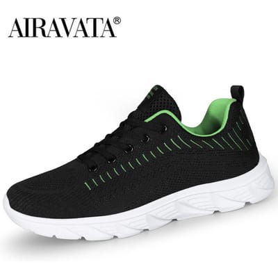 Herenmode vrijetijdsschoenen Ademende sportloopschoenen maat 38-47 41 groen/zwart