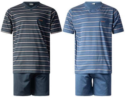 Gentlemen - 2 heren shortama's 114281/84 - zomer pyjama's - V-hals - donkerblauw en blauw - maat XXL
