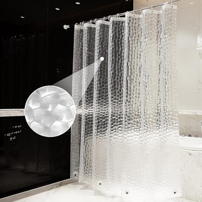 Famanu - Semi-transparant douchegordijn 180x200 cm, EVA-materiaal, waterdicht en anti-schimmel, met 12 haken