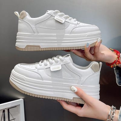Mesh Ademende Kleine Witte Schoenen Dames Lente en Zomer Nieuwe Dikke Basisplaat Schoenen Veelzijdig Hoogte Verhogend Casual Sport Dames Schoenen 40 white