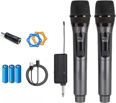 Draadloze Karaoke Microfoon - Handmicrofoon Zingen - Feesten Muziekentertainment - 8 Uur Batterijduur - 35 mm Adapter - Grijs