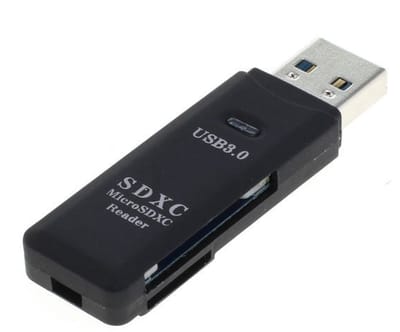 USB Cardreader met USB-A connector en 2 kaartsleuven - voor (Micro) SD/MMC/TF - USB3.0