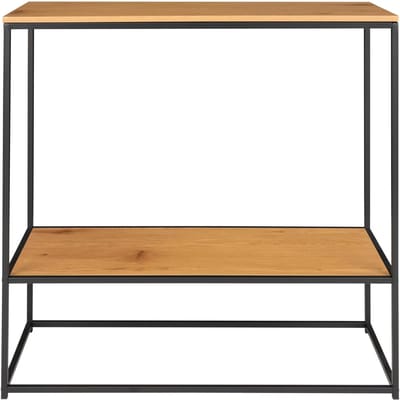 House-Nordic-Wandtafel-Avery-met-2-schappen-eikenkleurig-zwart