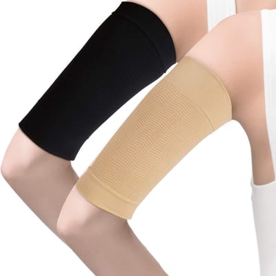 4 Paar Slankende Arm Mouwen - Elastische Compressie Armvormers voor Vrouwen en Meisjes, Zwart en Nude, Ideaal voor Sport en Fitness