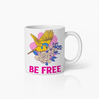 Be Free Mok – 330ml Inspirerende Vogel Koffiemok – Motiverend Cadeau voor Natuurliefhebbers & Vrije Geesten