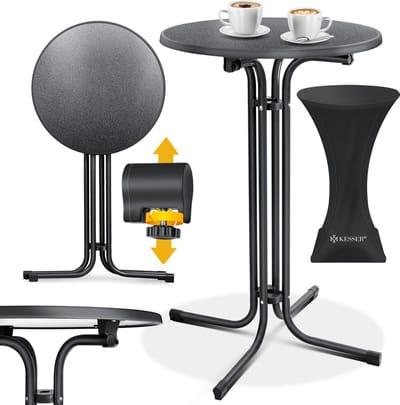 KESSER® Bartafel - klapbare Statafel rond Bistrotafel - Weerbestendige klapbare tuintafel - feesttafel - Hittebestendig - Stabiel en veilig - Ø 80 cm Set van 1, Zwart