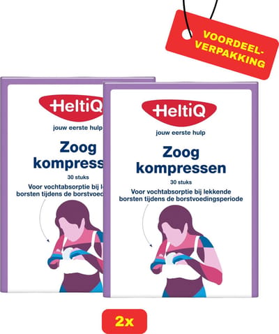 2 x HeltiQ Zoogkompressen 30 stuks - Voordeelverpakking