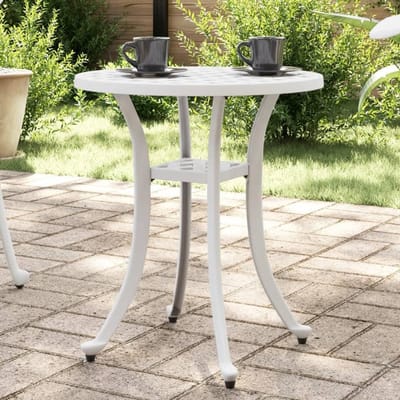 Tuin Tafel - Balkon Tafel - Buiten Zitten - Gegoten Aluminium - 48 x 53 cm - Wit
