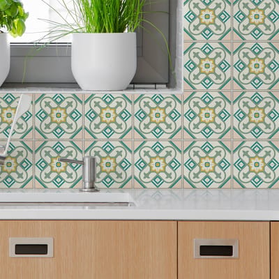 Zelfklevende tegelmuurstickers voor keuken en badkamer - 24 Georgi Azulejos tegelstickers - 24 stickers 10x10cm