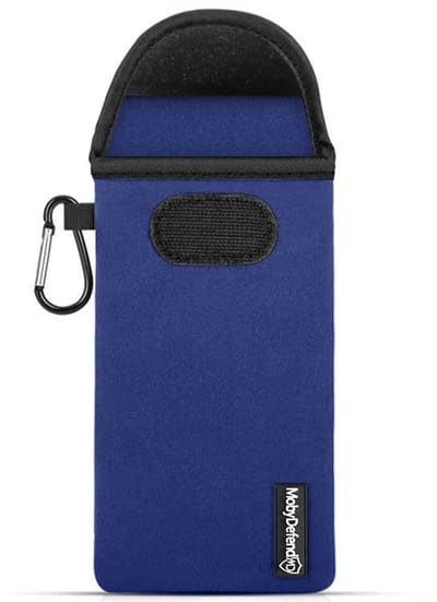 MobyDefend Hoesje - Geschikt voor Samsung Galaxy A27 - Neopreen Pouch Met Karabijnhaak - Insteek - Riemlus - Blauw